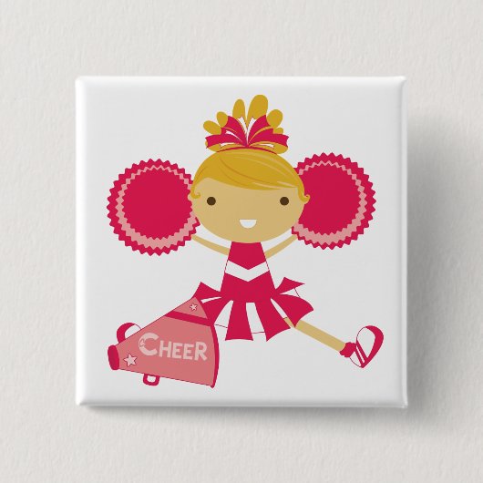 Cheerleader in Red Vierkante Button 5,1 Cm (Voorkant)