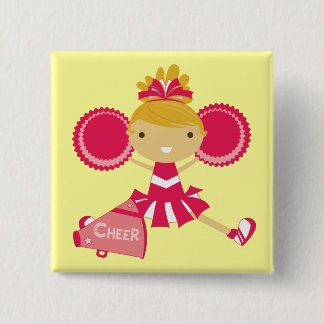 Cheerleader in Red Vierkante Button 5,1 Cm