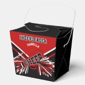 Cheerleader in rood, wit en zwart bedankdoosjes (Voorkant)