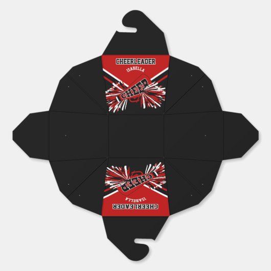 Cheerleader in rood, wit en zwart bedankdoosjes (Ongevouwen)