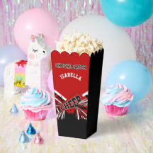 Cheerleader in rood, wit en zwart