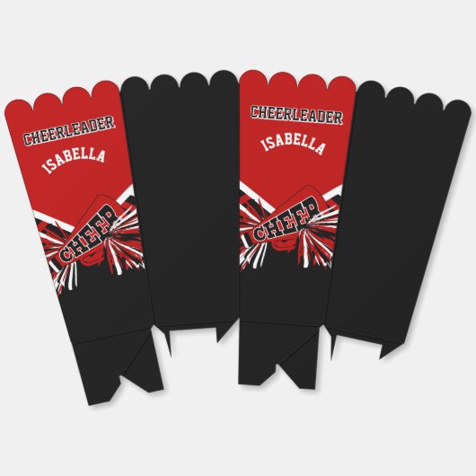 Cheerleader in rood, wit en zwart bedankdoosjes (Ongevouwen)
