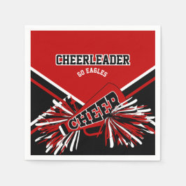 Cheerleader in rood, wit en zwart servet