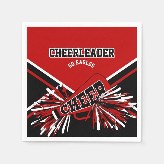 Cheerleader in rood, wit en zwart servet (Voorkant)