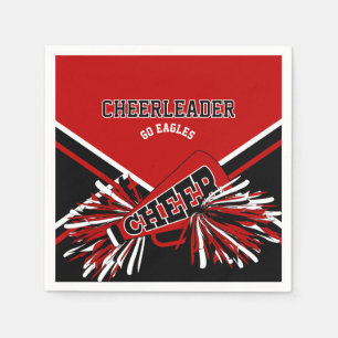 Cheerleader in rood, wit en zwart servet