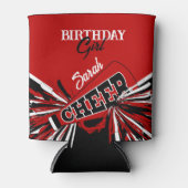 Cheerleader in rood, zwart en wit blikjeskoeler (Voorkant)