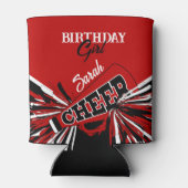 Cheerleader in rood, zwart en wit blikjeskoeler (Achterkant)