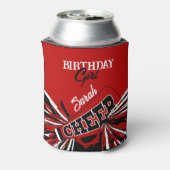 Cheerleader in rood, zwart en wit blikjeskoeler (Blikje Achterkant)