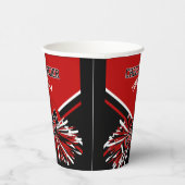 Cheerleader in rood, zwart en wit papieren bekers (Rechts)