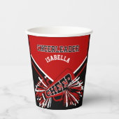 Cheerleader in rood, zwart en wit papieren bekers (Voorkant)