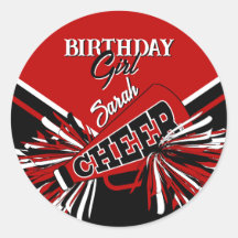 Cheerleader in rood, zwart en wit