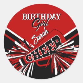 Cheerleader in rood, zwart en wit ronde sticker