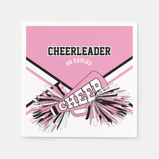 Cheerleader in roze, wit en zwart servet (Voorkant)