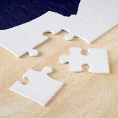 Cheerleader in Silhouette springt met poms - puzze Legpuzzel (Zijkant)