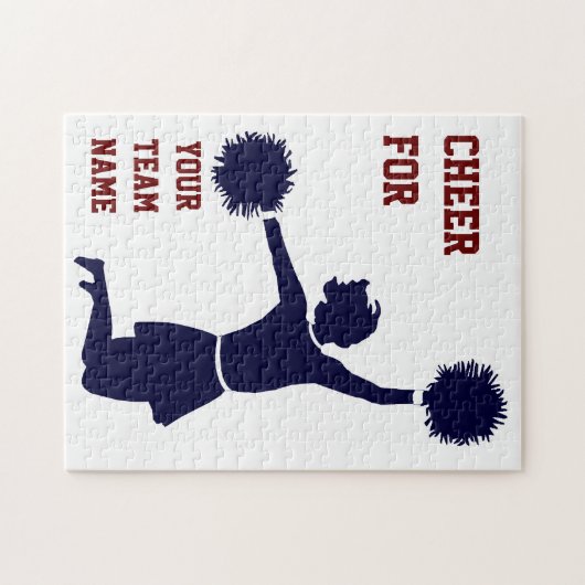 Cheerleader in Silhouette springt met poms - puzze Legpuzzel (Horizontaal)