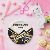 Cheerleader in White, Gold en Black Papieren Bordje (Feest)