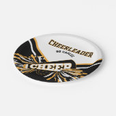 Cheerleader in White, Gold en Black Papieren Bordje (Gekanteld)