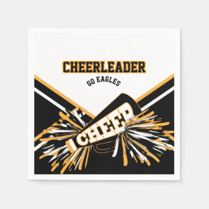 Cheerleader in White, Gold en Black Servetten