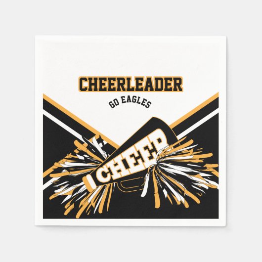 Cheerleader in White, Gold en Black Servetten (Voorkant)