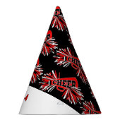 Cheerleader in zwart, wit en rood feesthoedjes (Rechts)