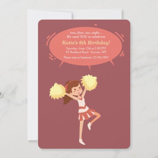 Cheerleader Invitation Kaart (Voorkant)