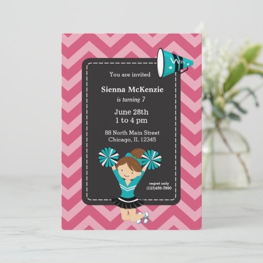 Cheerleader, kies uw eigen achtergrondkleur kaart (Staand voorkant)