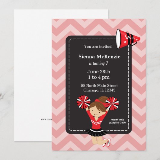 Cheerleader, kies uw eigen achtergrondkleur kaart (Voorkant / Achterkant)