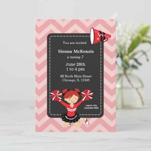 Cheerleader, kies uw eigen achtergrondkleur kaart (Staand voorkant)