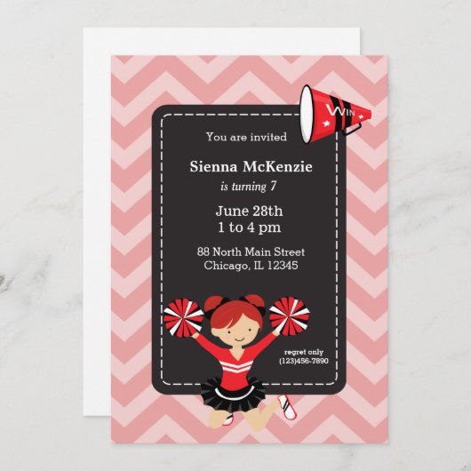 Cheerleader, kies uw eigen achtergrondkleur kaart (Voorkant / Achterkant)