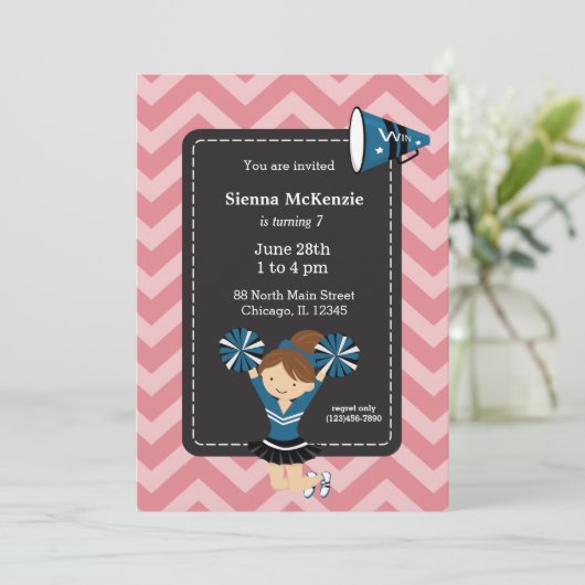 Cheerleader, kies uw eigen achtergrondkleur kaart (Staand voorkant)