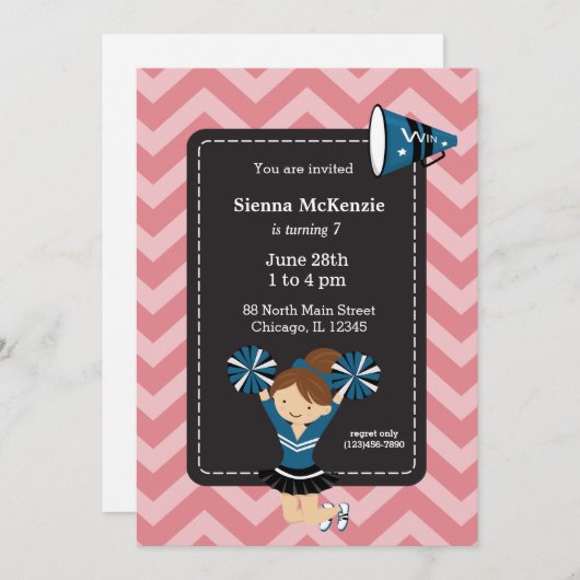 Cheerleader, kies uw eigen achtergrondkleur kaart (Voorkant / Achterkant)