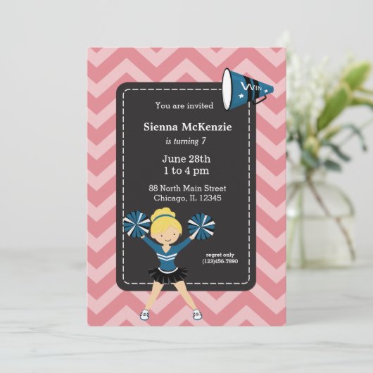 Cheerleader, kies uw eigen achtergrondkleur kaart (Staand voorkant)