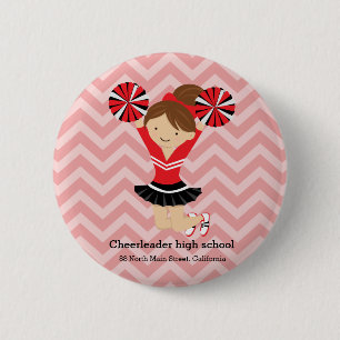 Cheerleader, kies uw eigen achtergrondkleur ronde button 5,7 cm