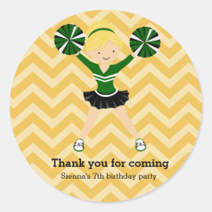Cheerleader, kies uw eigen achtergrondkleur ronde sticker
