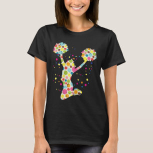 Cheerleader Kleurrijke Stippen Cheerleading Meisje T-shirt