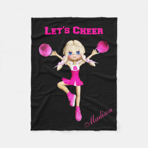 Cheerleader Let's Cheer Gepersonaliseerde Roze & Z Fleece Deken