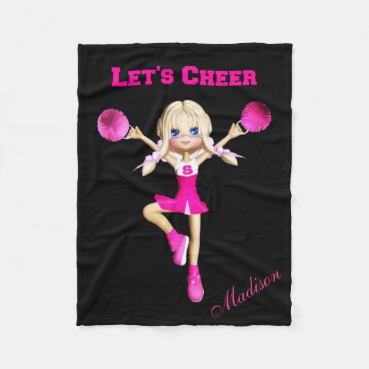 Cheerleader Let's Cheer Gepersonaliseerde Roze & Z Fleece Deken (Voorkant)