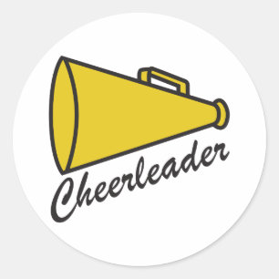 CHEERLEADER MEGAPHONE RONDE STICKER