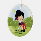 Cheerleader Meisje Kerst Ornament Blauw Rood (Rechts)