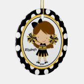 Cheerleader Meisje Kerst Ornament Zwart Goud (Rechts)