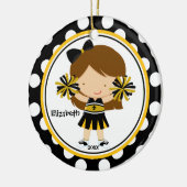 Cheerleader Meisje Kerst Ornament Zwart Goud (Links)