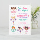 Cheerleader meisje verjaardagsfeest uitnodiging (Staand voorkant)