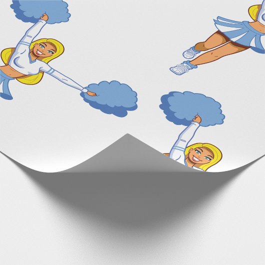 Cheerleader met blauwe Pom Poms Cadeaupapier
