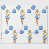 Cheerleader met blauwe Pom Poms Cadeaupapier (Vlak)