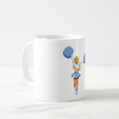 Cheerleader met blauwe Pom Poms Koffiemok (Voorkant links)