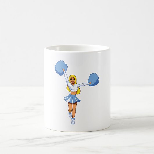 Cheerleader met blauwe Pom Poms Koffiemok