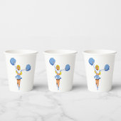 Cheerleader met blauwe Pom Poms Papieren Bekers