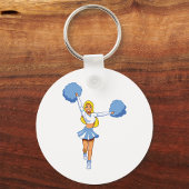 Cheerleader met blauwe Pom Poms Sleutelhanger