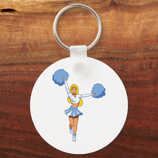 Cheerleader met blauwe Pom Poms Sleutelhanger