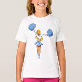 Cheerleader met blauwe Pom Poms T-shirt (Voorkant)
